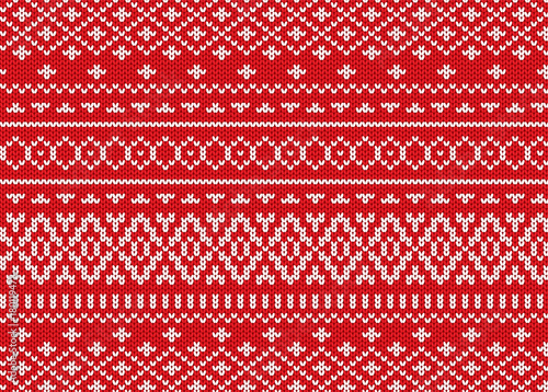 Knit geometric ornament design. Christmas seamless pattern.