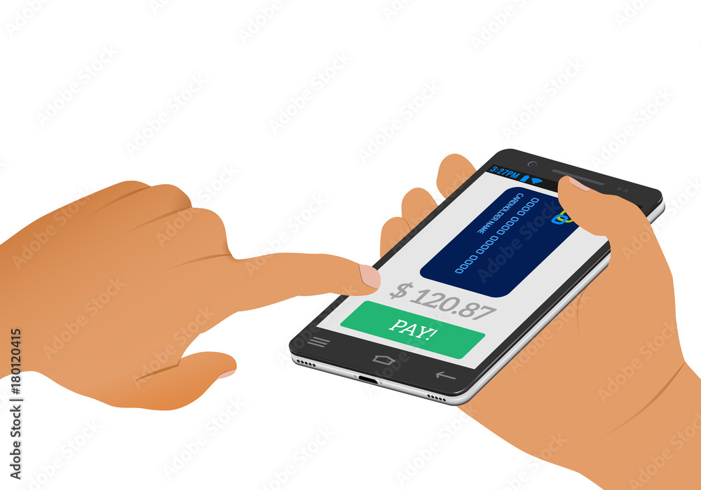 Wireless payment concept. Payment screen and credit card on a smartphone in human hand. Wireless payment concept. Payment screen and credit card on a smartphone in human hand.