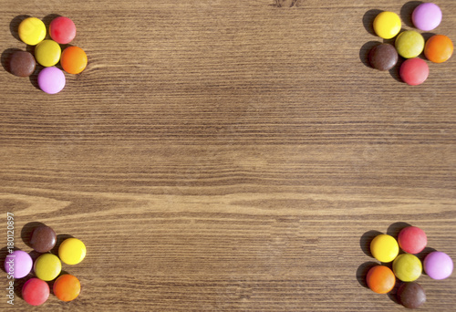 Flower-shaped ofcolorful candies for bacgrounds