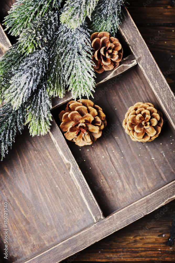 Concept of Christmas card on the wooden background, selective focus Concept of Christmas card on the wooden background, selective focus