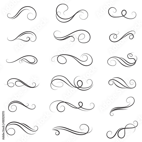 vector illustration set of border calligraphic and dividers decorative, calligraphic swirl