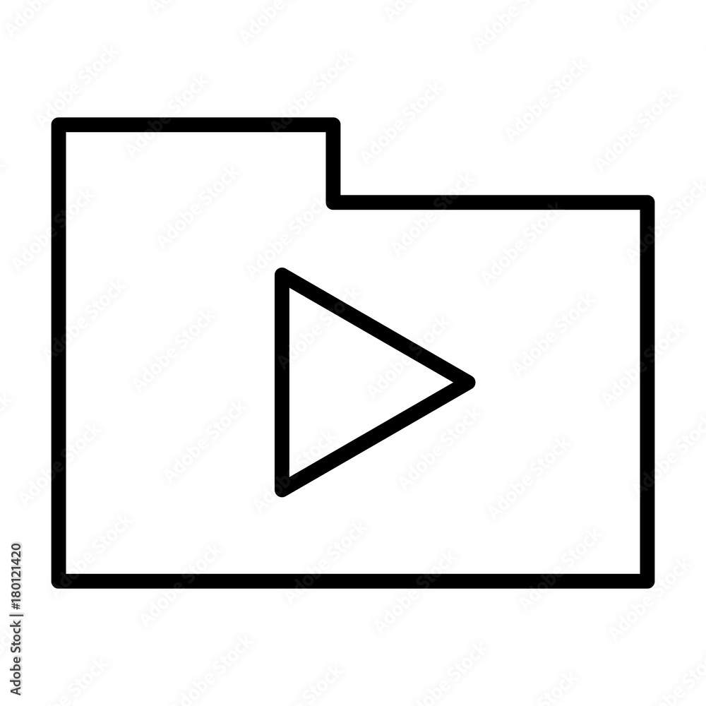 Folder with play button thin line icon. Vector pictogram Folder with play button thin line icon. Vector pictogram