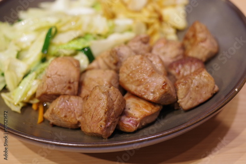 Beef steak with fired vegetable