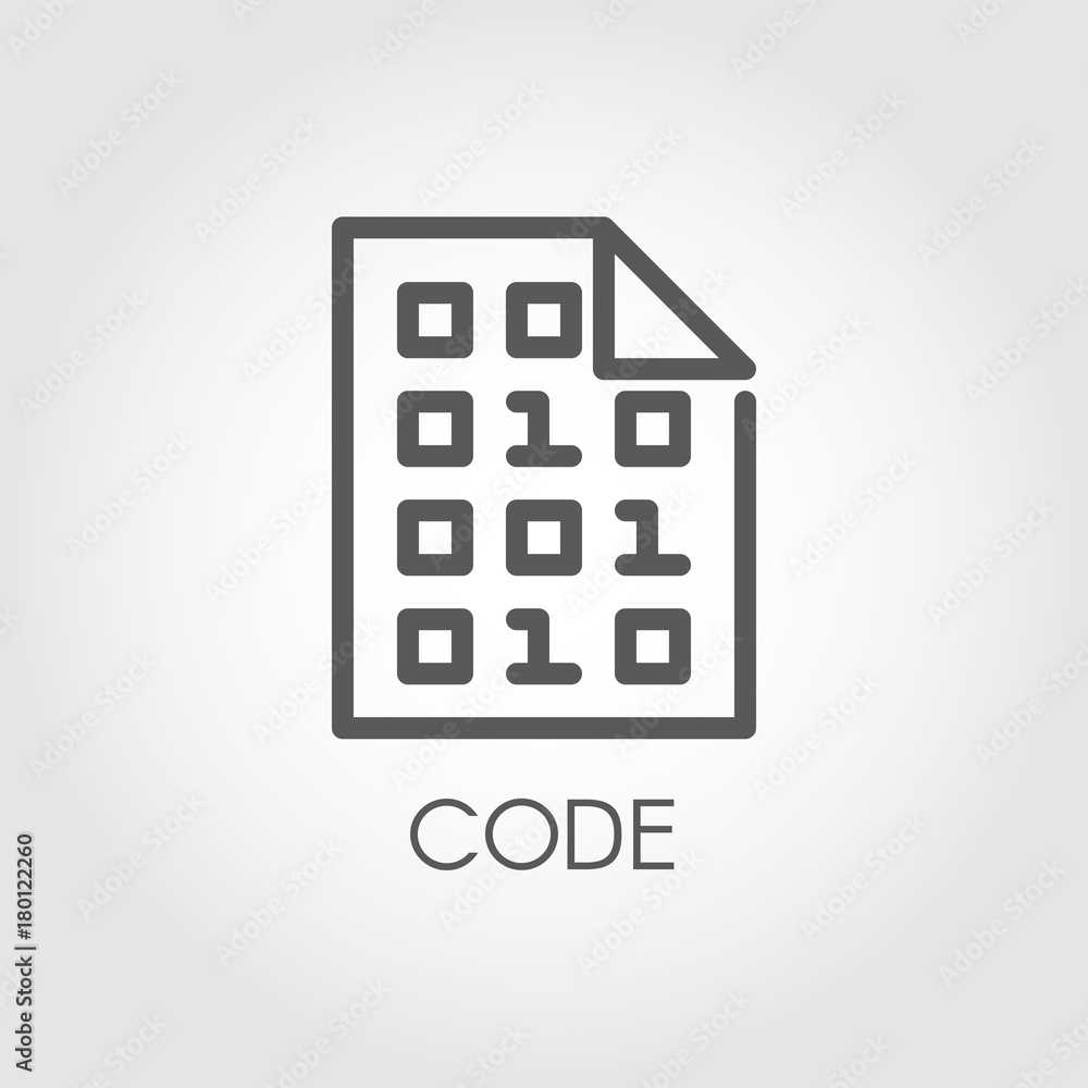 Code linear icon. Programming panel software. Technology authorization logo. Abstract pin sign for credit cards, mobile devices, automatic teller machines. Outline pictogram. Vector contour label Code linear icon. Programming panel software. Technology authorization logo. Abstract pin sign for credit cards, mobile devices, automatic teller machines. Outline pictogram. Vector contour label