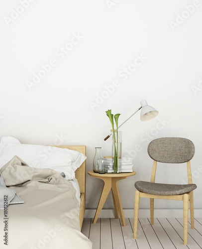 Bedroom room interior space corner of bed and Decorative wall in hotel - 3d rendering minimal style  3dapartmentarchitecturebackgroundbedbedroombookcafechaircleanclearcolorcomfortableconceptcondominiu