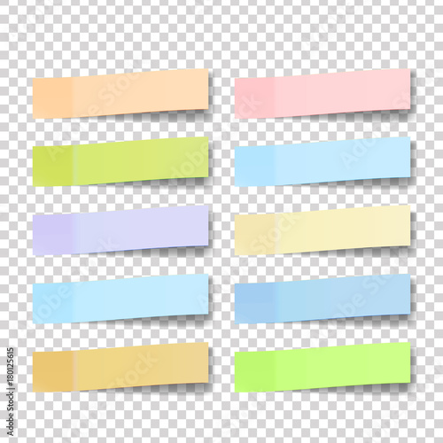 Post Note Sticker Vector. Color Sticky Notes. Isolated 3D Realistic Illustration