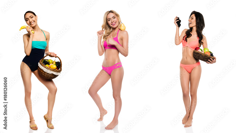 multicultural women with fruits multicultural women with fruits
