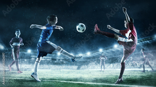 Children play soccer. Mixed media © Sergey Nivens