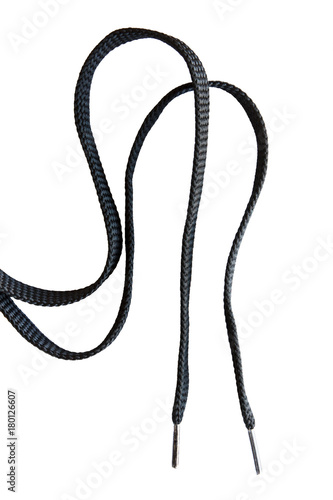 unbound black shoe laces isolated on white background