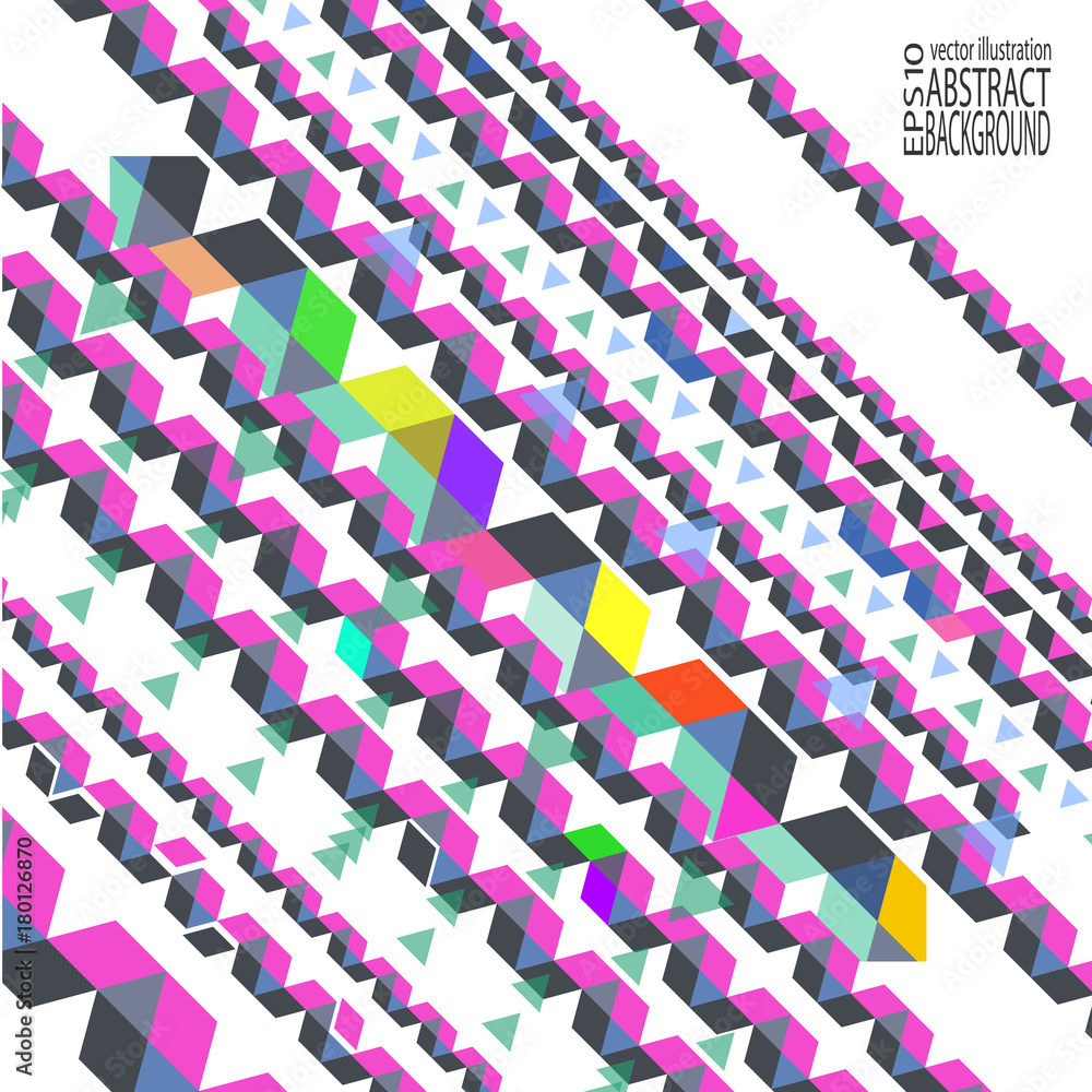Fototapeta premium Abstract geometric background from strips of rhombuses of triangles and parallelepipeds