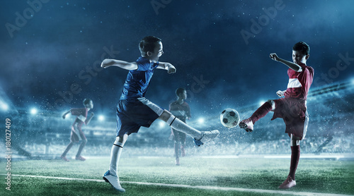 Children play soccer. Mixed media © Sergey Nivens