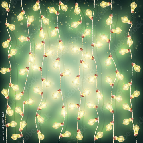 Garlands Christmas decorations lights background. EPS 10 vector