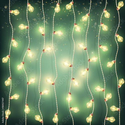 Garlands Christmas decorations lights background. EPS 10 vector