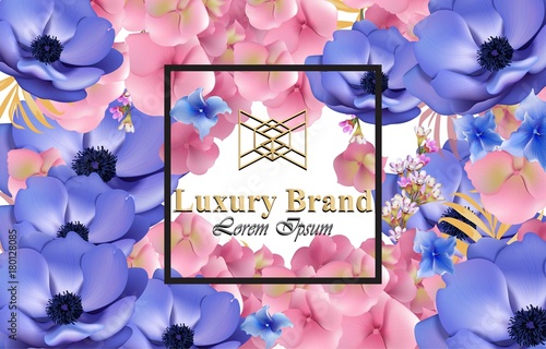 Luxury card with flowers Vector. Beautiful illustration for brand book, busin...