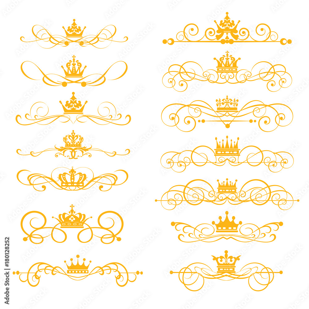 Gold elements in Victorian style, vector set Gold elements in Victorian style, vector set