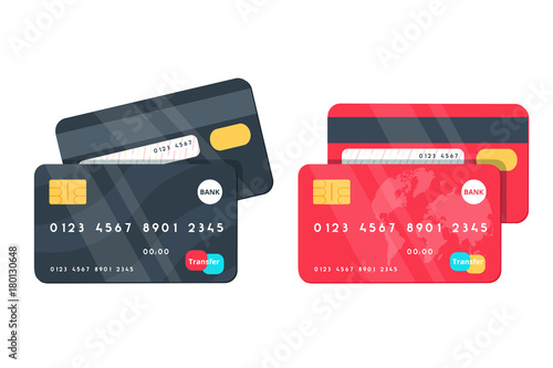 Credit Cards illustrations. Front and Back views.