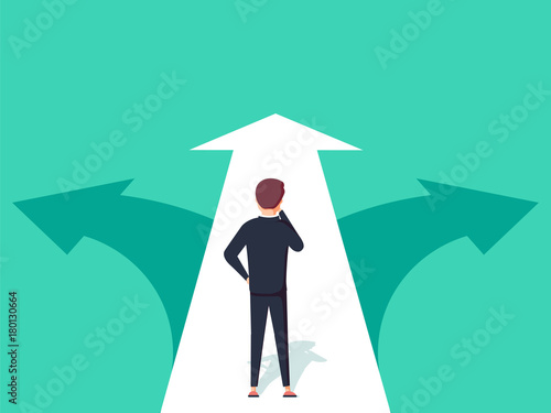 Choice way concept. Decision business metaphor. Vector flat style design. Isolated on background.