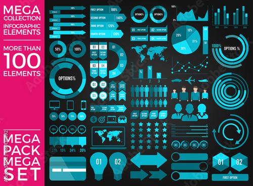 Mega Collection and Mega Set Infographic Elements Vector Design Eps 10