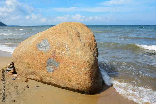 A huge boulder on the seashore
