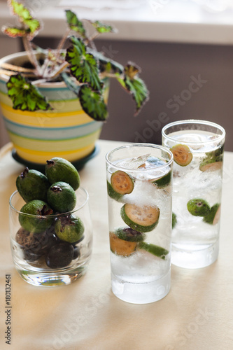 Nutritious detox water with feijoa in a glass