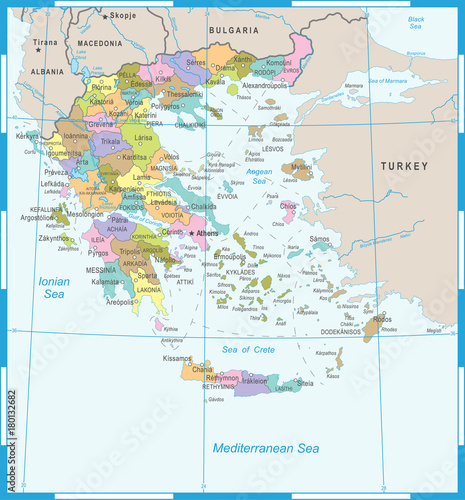 Greece Map - Detailed Vector Illustration