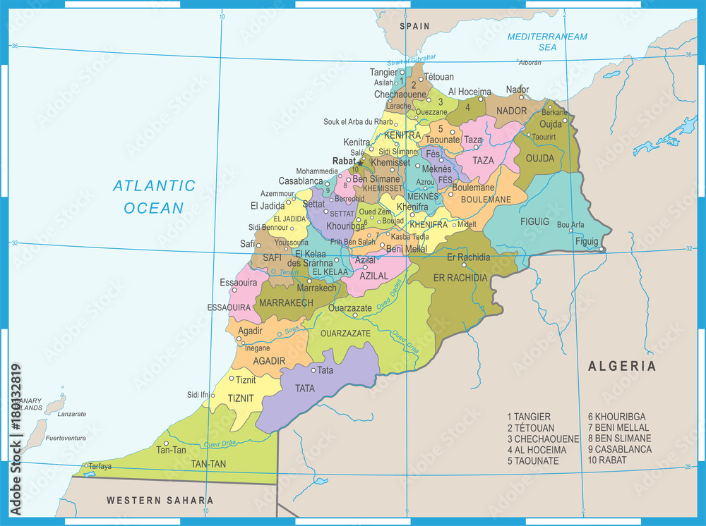 Obraz premium Morocco Map - Detailed Vector Illustration