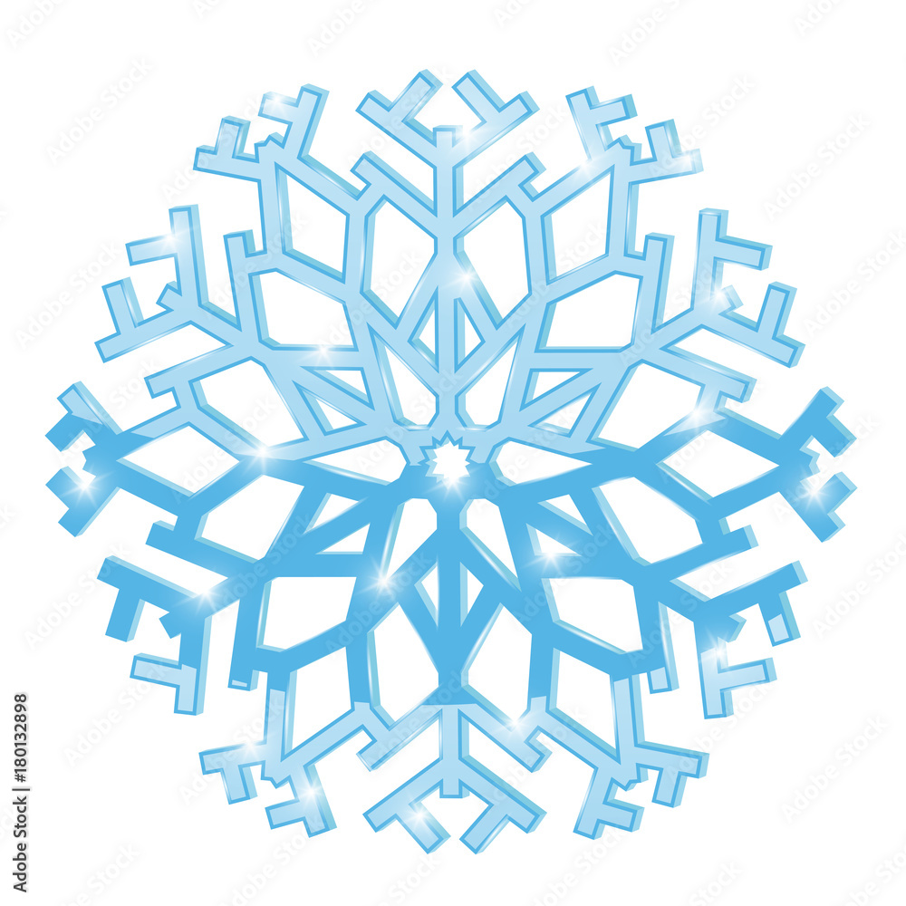 Snowflake. Blue symbol isolated on white background Snowflake. Blue symbol isolated on white background