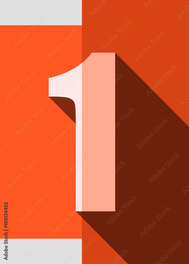 Flat Number Vector Logo Design of Number 1 Stock Vector | Adobe Stock