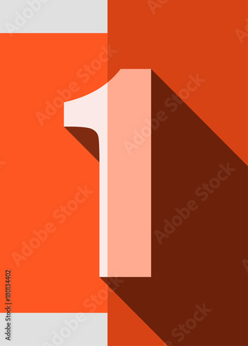 Flat Number Vector Logo Design of Number 1