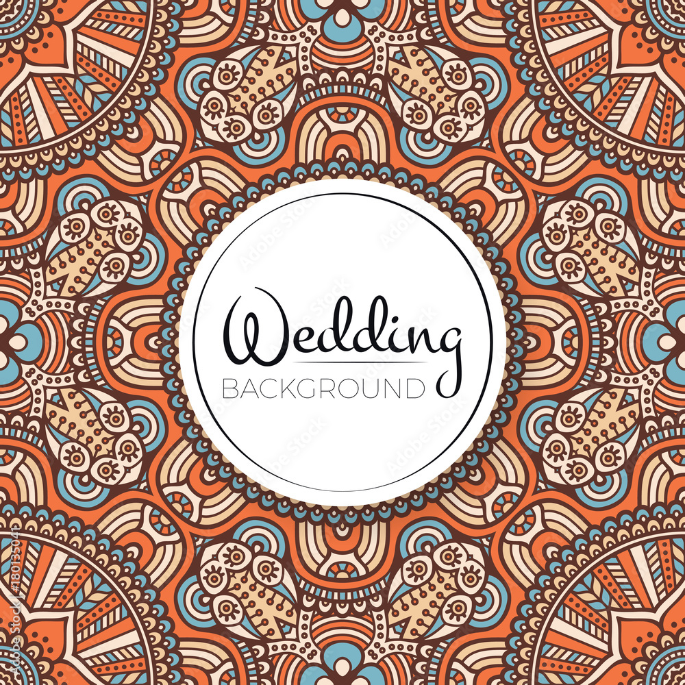 Ethnic floral seamless pattern with mandalas Ethnic floral seamless pattern with mandalas