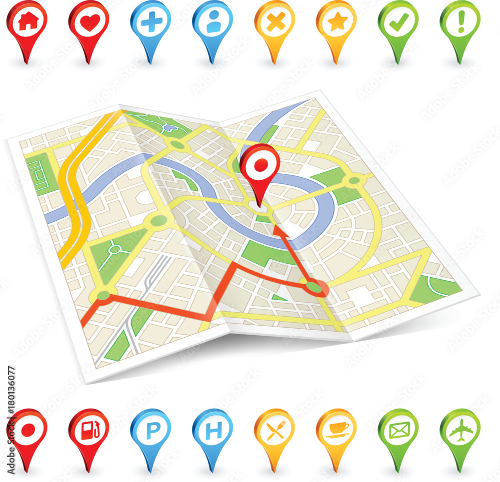 3D tourist Citymap with important places markers