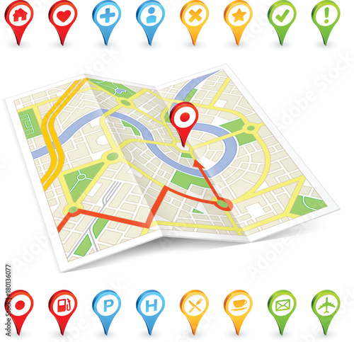 3D tourist Citymap with important places markers