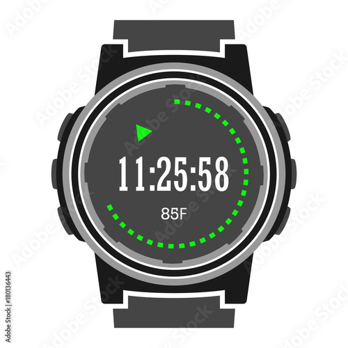 Hiking watches icon. Handwatch for outdoor sport activity. Vector illustrator.