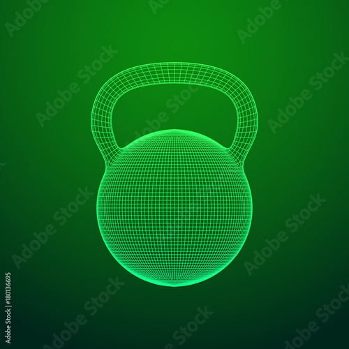 Heavy kettle bell. Wireframe mesh vector. Modern sport fitness concept