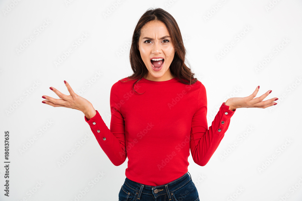 Portrait of an angry confused asian woman Portrait of an angry confused asian woman
