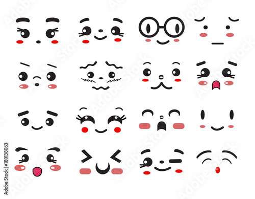 kawaii cute smile emoticons and japanese anime emoji