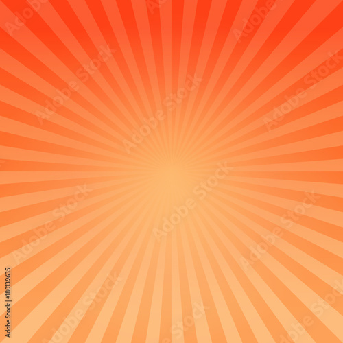 Abstract bright Red Orange gradient rays background. Vector 