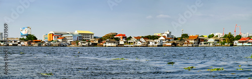 Cityscape with old traditional building near the Chao Phraya River in Bangkok, Thailand.