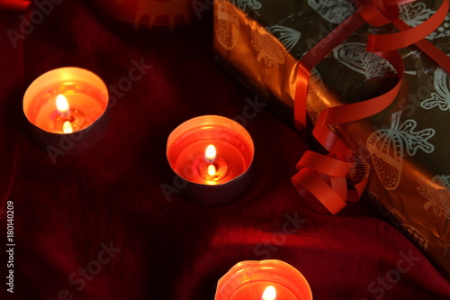 candle with present prapare for Christmas and New Year