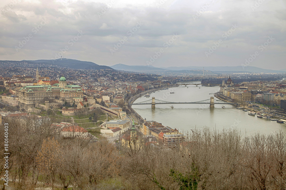 Budapest with chain bridge and parliament