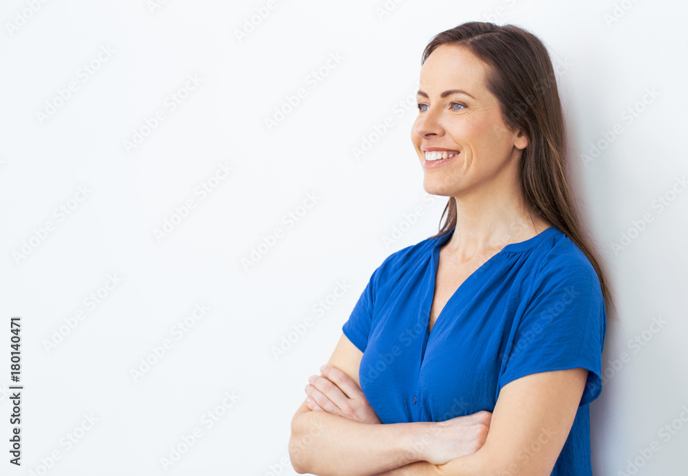 face of happy smiling middle aged woman face of happy smiling middle aged woman