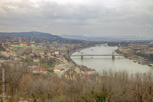 Budapest with chain bridge and parliament