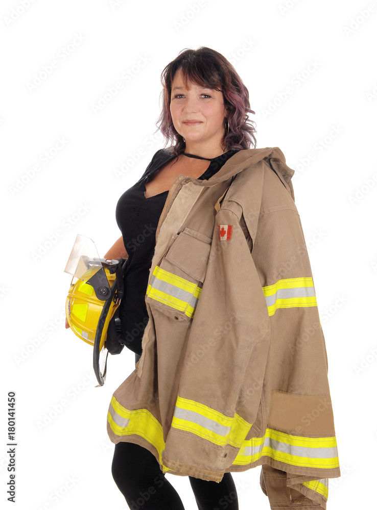Fire fighting woman with jacket Fire fighting woman with jacket