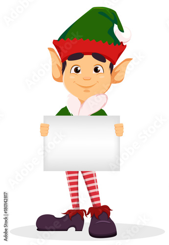 Elf holding blank placard.