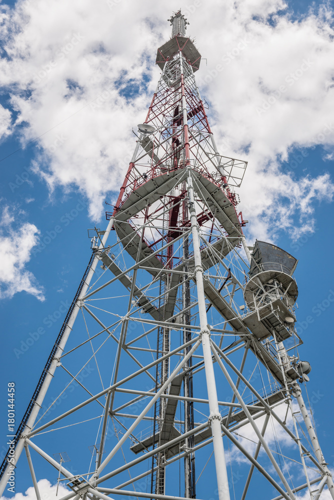 Television tower located on the High Castle Hill in Lviv, Ukraine Television tower located on the High Castle Hill in Lviv, Ukraine