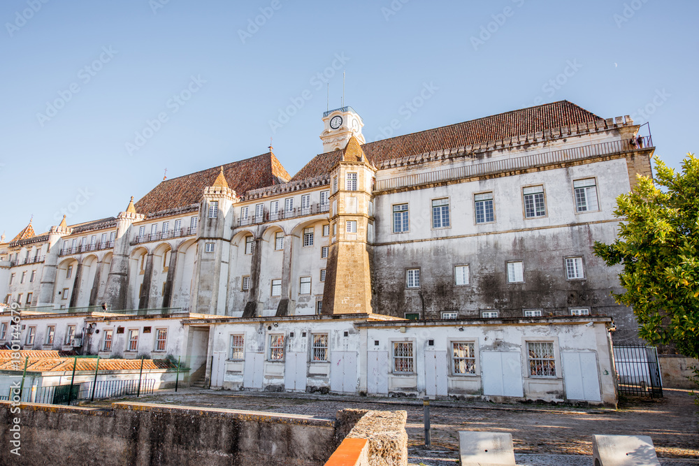 View on the old University building during the sunset in Coimbra city during the sunset in the central Portugal