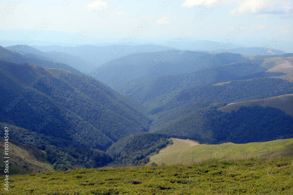The mountain range of Borzhava of the Ukrainian Carpathians.