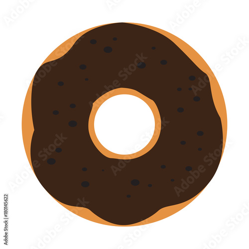 Chocolate donut isolated on white background, Vector illustration