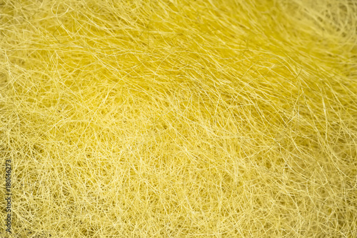 Yellow fiber of silkworms , closeup selective focus