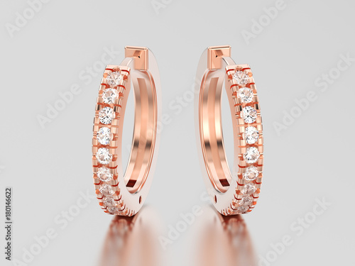 Fotografía 3D illustration rose gold decorative diamond earrings hinged lock